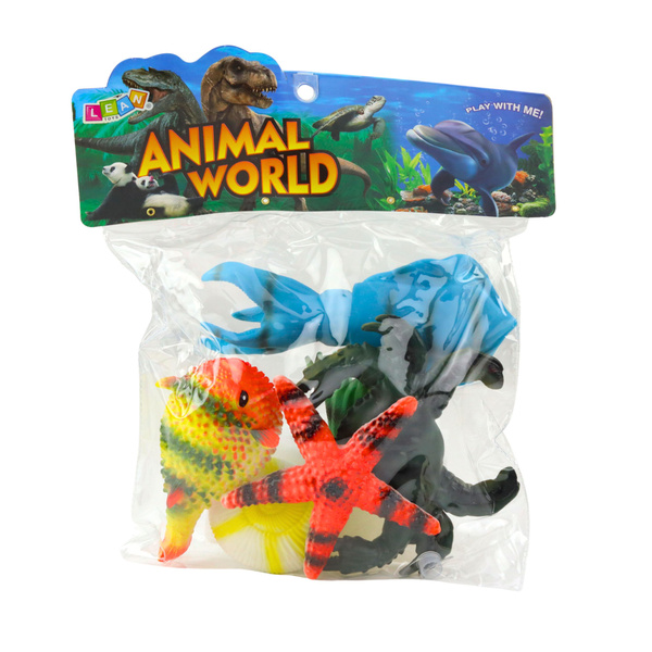 Set of Figures Sea Animals Crab Starfish Squid Ammonite 5pcs.