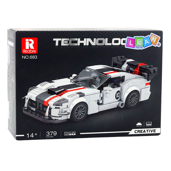 Construction Bricks VIPER Sports Car White and Red 379 pcs.