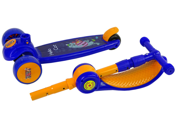 Three-wheeled balance scooter Saddle Blue Music Diodes Cat