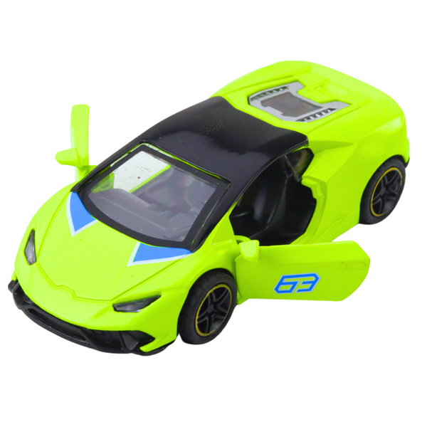 Sports Car Pull Back Metal Neon Green 1:43