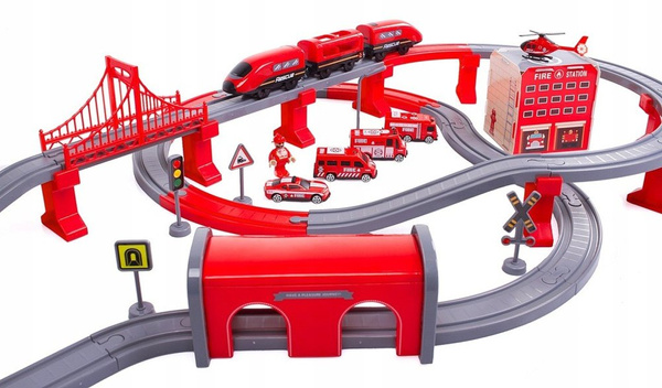 Fire Brigade Town Train Set Red 203 km/h
