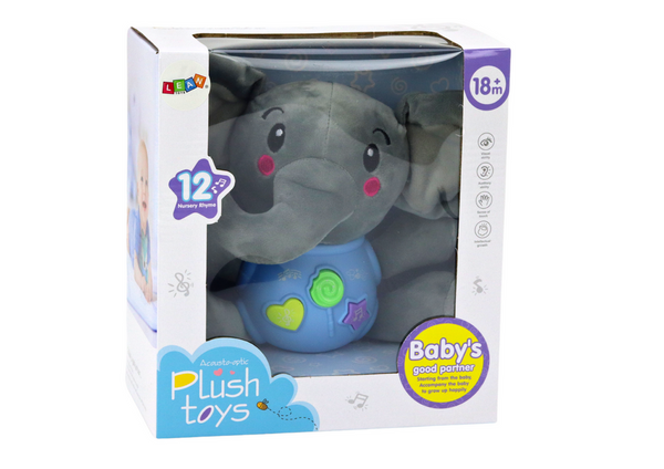 Plush Elephant Interactive Plush Blue Playing 19 cm