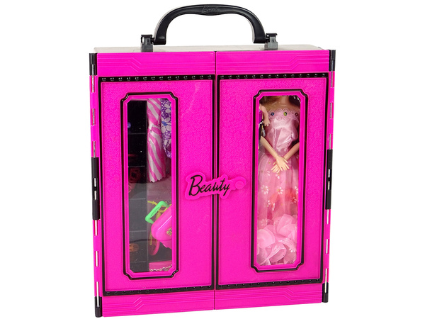 Doll with Clothes Closet Dressing Room For Dolls In the Beauty Girl Suitcase