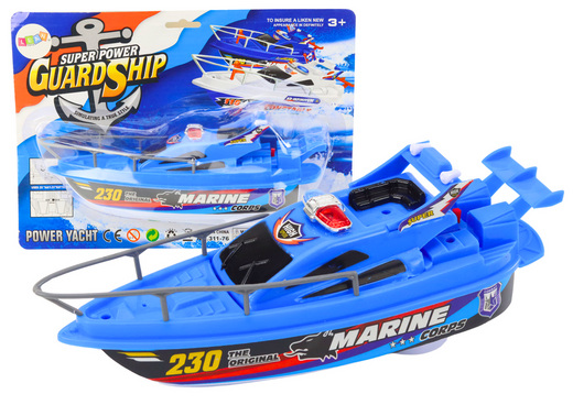 Police Boat Battery Operated Floating Boat Blue Water Toy