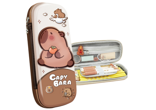 School Pencil Case with Capybara Brown