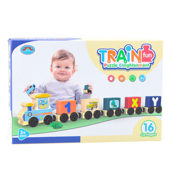 Educational Train, Letters, Numbers, Colorful, 16 pcs.