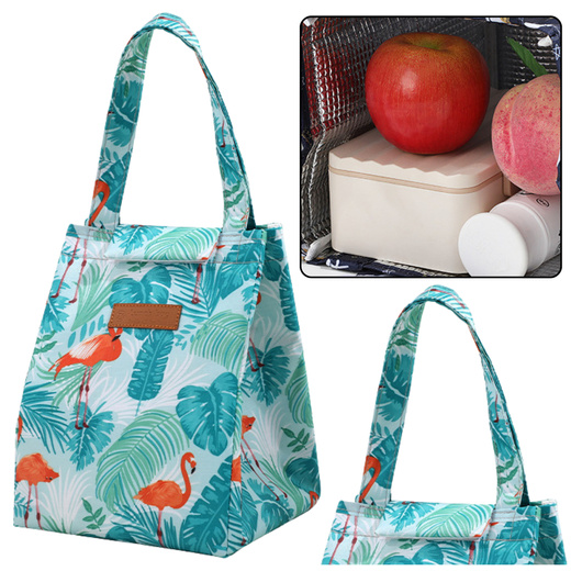 Thermoisolierende Frühstückstasche Lunchtasche Blätter Flamingos 25cm