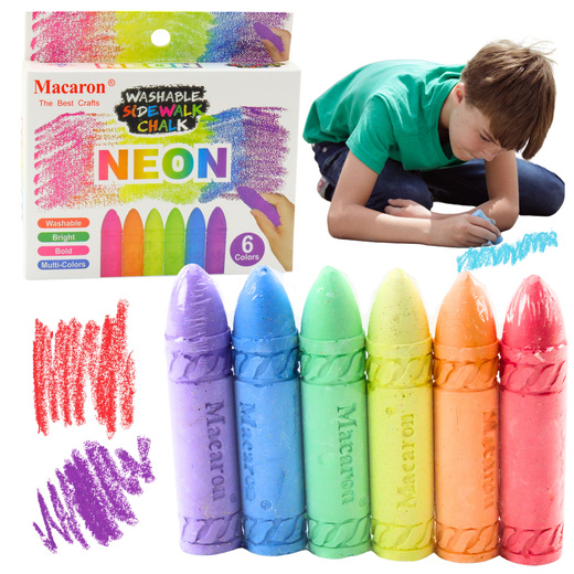 Neon Colored Chalk Blackboard Sidewalk Chalk Set of 6