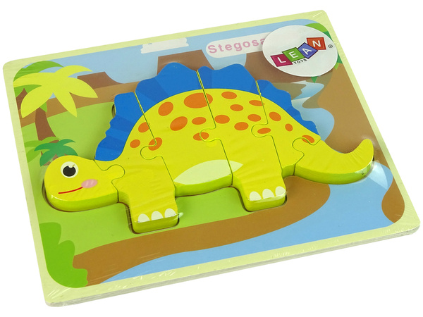 Wooden Puzzle Dinosaur Stegosaurus Yellow