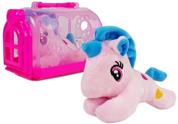 Kleines Einhorn mit Transporter Maskottchen