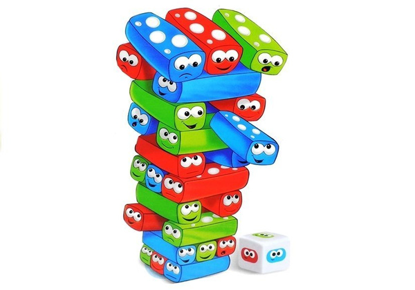 Spiel mit bunten Würmchen Turm 30 bunte Klötze Würfel Spiel für Kind