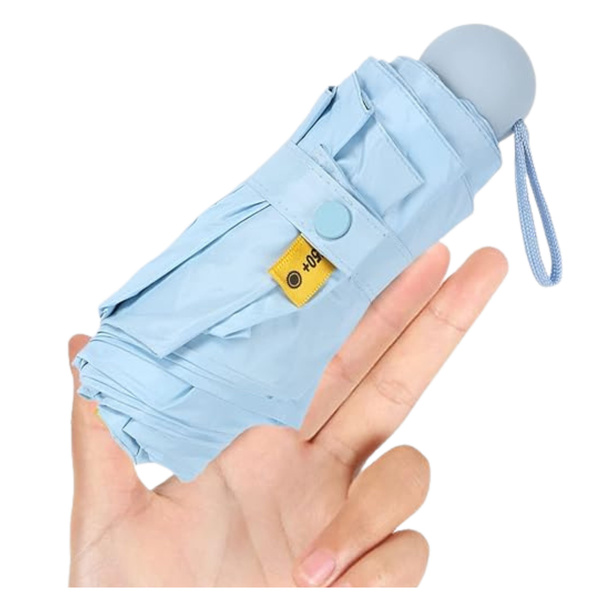 Folding Pocket Umbrella with UV Protection UPF 50+ Case Blue 90 cm