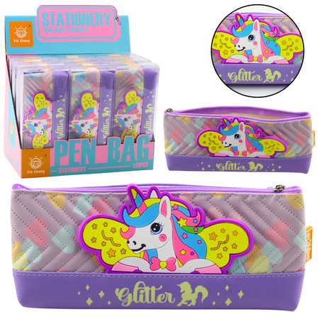 Pencil Case School Supplies with Unicorn Purple 20 x 8.5cm