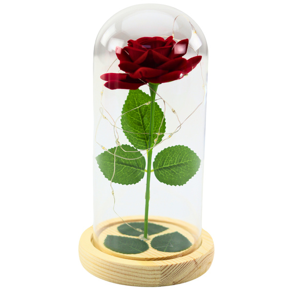 Eternal Rose In Glass Dome LED Lighting Red 21x11cm