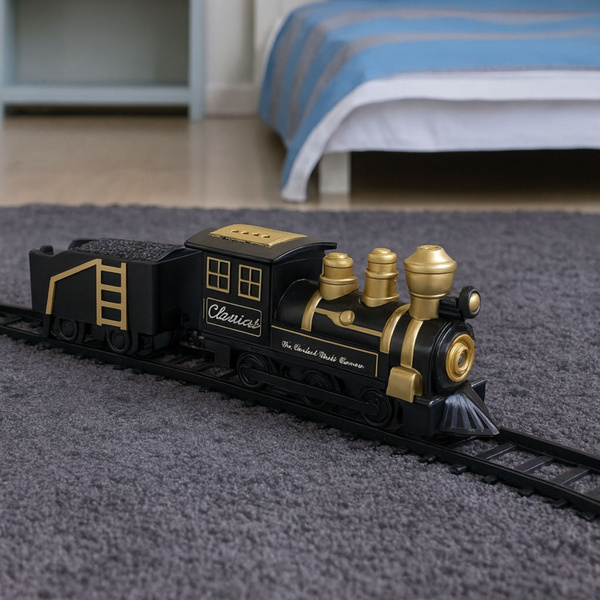 Classic Train Locomotive Freight Wagon Tracks 53 x 48.5 cm