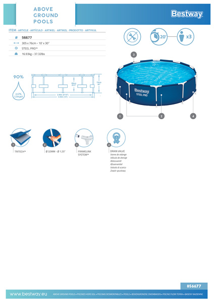 Frame Garden Pool 305 x 76 cm Bestway 56677