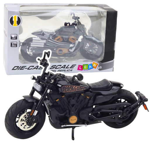 Motorrad Chopper Metall Lichter Sounds Black Gold Elements 1:12