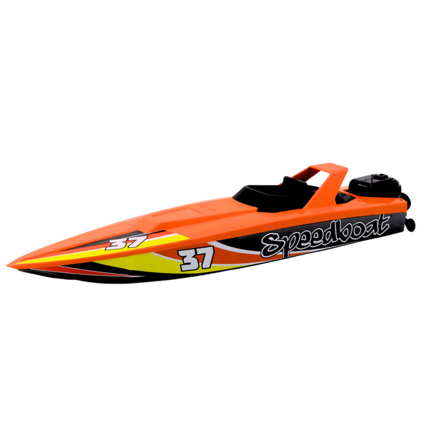 LKW mit Aufzieh-Motorboot, Lichter und Geräusche, Orange Set