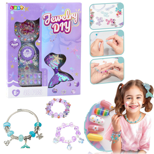 Beauty-Set, Schmuck, Armband, Perlen, Haarnadel, Meerjungfrauenschwanz, 48-teilig