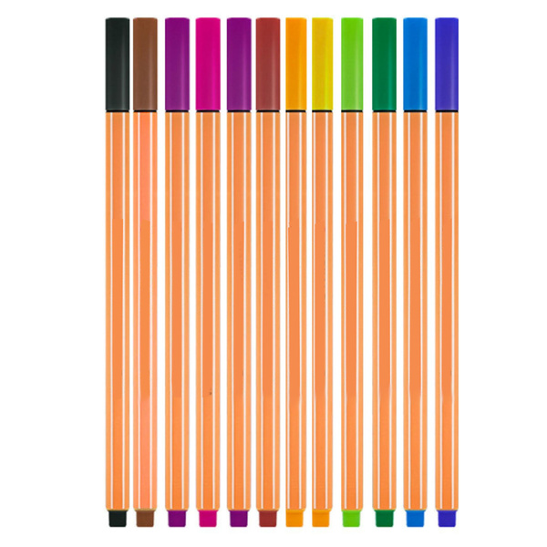 Zestaw Cienkopisy Biurowe Szkolne Grubość 0,4mm Kolorowe 12szt