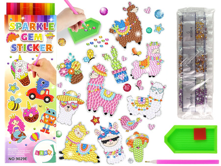 Lamas Tiere Mosaik Diamant-Stickerset