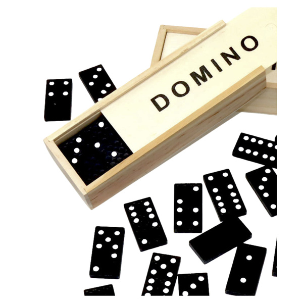 Familien-Logikspiel Domino 32 Holzplättchen Schwarz