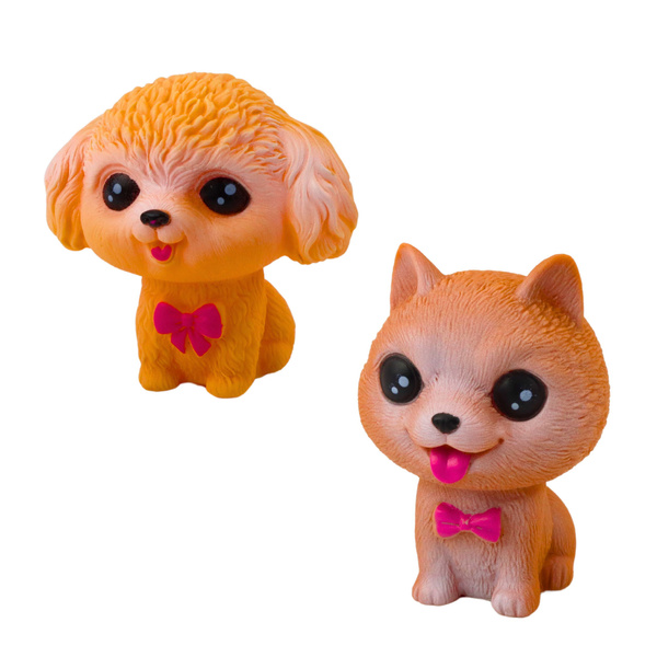 Set of Figures Rubber Dogs Squeaker Kennel Transporter 6pcs