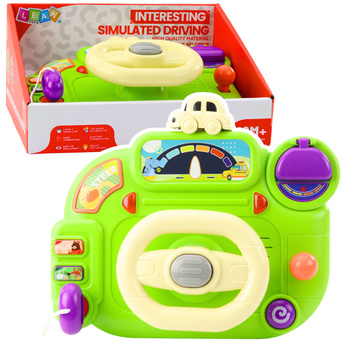 Interaktives Lenkrad für Kinder, Fahrsimulator mit Licht und Geräuschen (grün)