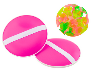 Arcade-Spiel, runder Palettenball mit rosa Saugnäpfen