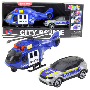 Police Helicopter Car Set with Moving Lights and Sounds