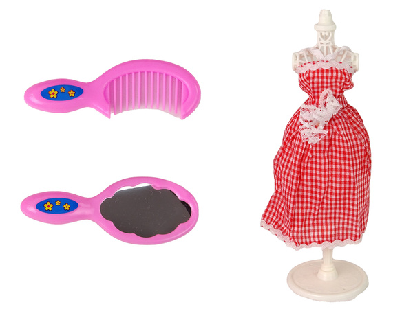 Puppe mit Garderobe Kleiderschrank Zimmermöbel Kleiderschrank Bett Zubehör