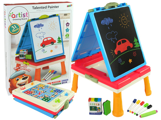 3-in-1-Magnet-Kreidetafel, blauer Spieltisch