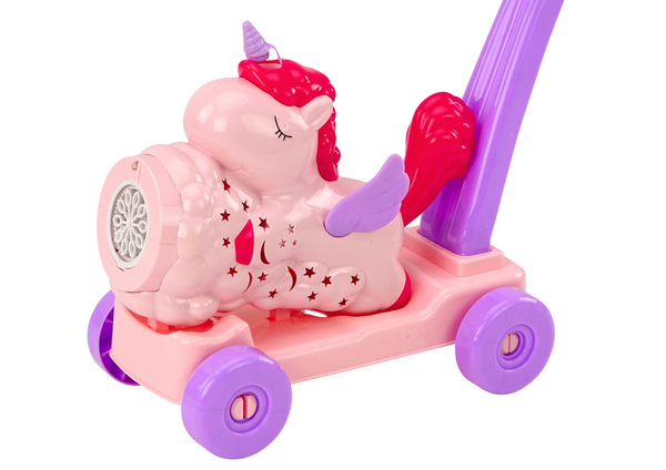 Seifenblasen-Maschinenfahrt auf Einhorn-Lichtern klingt rosa