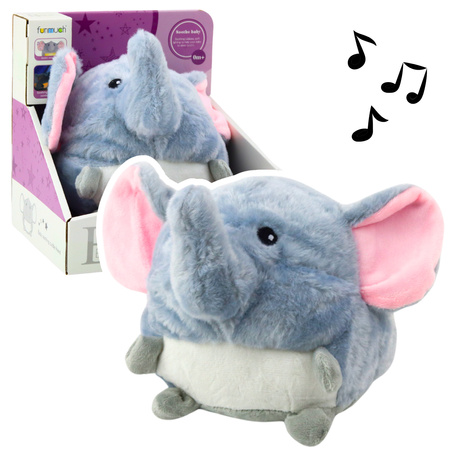 Plush Elephant Sleeping Toy Light Sound Gray