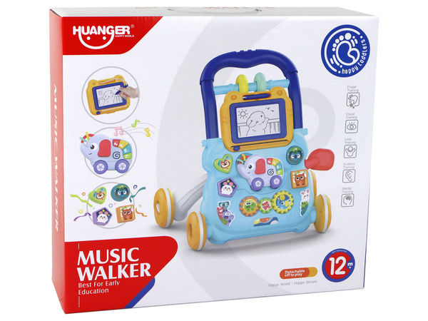 Blauer interaktiver Lauflernwagen mit Lerntafel