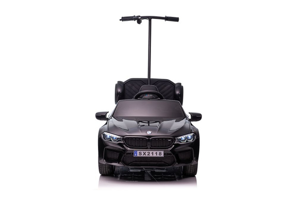 Battery-operated car BMW M5 with platform for parent, black lacquered