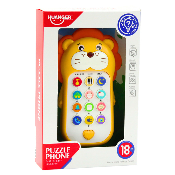 Interactive Educational Phone for Toddlers Sounds Melodies Yellow Lion