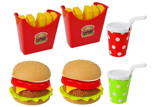 Set Hamburger Pommes mit Tablett