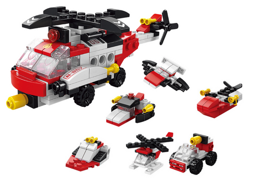 Construction Blocks Helicopter 6in1 DIY Set Vehicles 117 pcs.