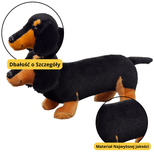Plüsch Maskottchen Kuscheltier Hund Dackel Schwarz 25cm