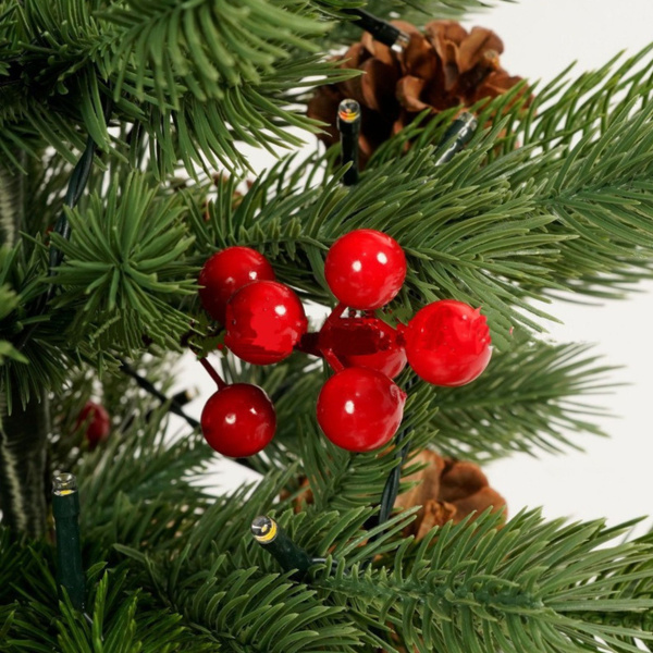 Decorative Christmas Tree, Artificial Red Rowan, LED Lights, 60 x 20 cm