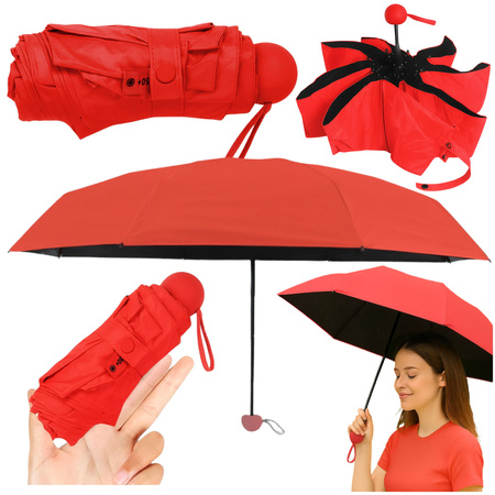 Folding Pocket Umbrella with UV Protection UPF 50+ Case Red 90 cm