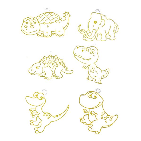 DIY Creative Set Stained Glass Keychains Dinosaurs Markers 6 pcs.