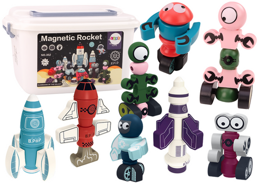 Magnetblöcke Weltraumraketen-Set 56-teilig. Magnetische Raketenmischung
