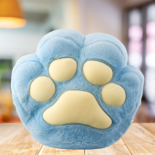 Plush Pillow with Hand Warmer Pocket, Blue, 40cm