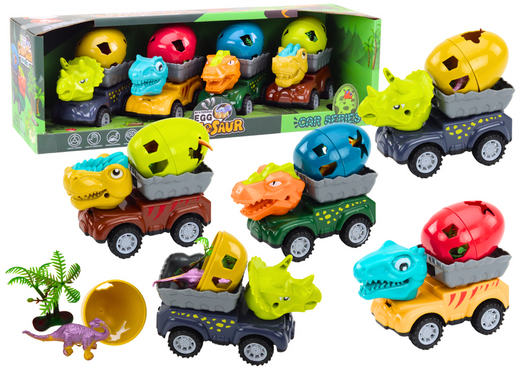 Auto Dinosaurier mit Ei Auto mit Anhänger Figuren Set 4-tlg.