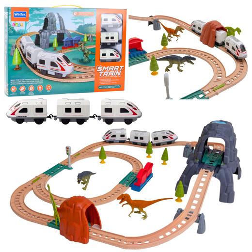 Elektrische Eisenbahn-Set „Dinosaurierpark“ mit Licht und Sound, 76 cm