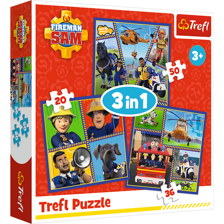 Puzzle "3in1" - Feuerwehrmann Sam Tag Trefl 34868
