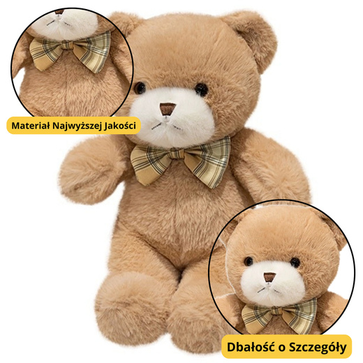 Plush Mascot Cuddly Toy Teddy Bear With Bow Beige 25cm