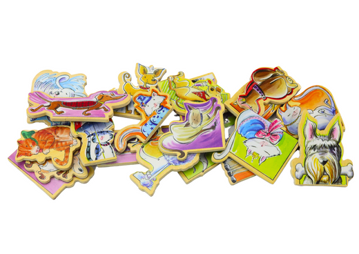 Set of Wooden Magnets with Colorful Animals, 20 pieces